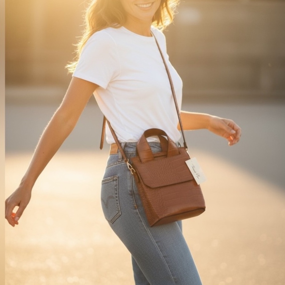 NEW•ASOS Brown Adjustable Backpack/ Convertible S… - image 2